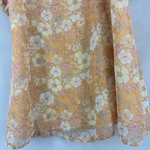 Le Lis Women’s Medium Orange Retro Floral Mini Off the shoulder dress summer - Picture 4 of 10